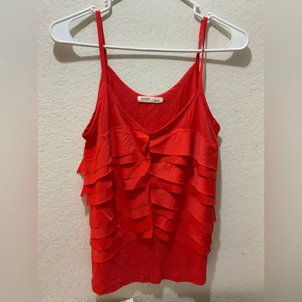 Old Navy Women's Ruffled Tank Top Red M